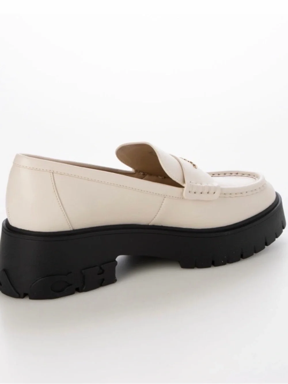 Coach Ruthie Leather Cream Platform Loafers with Black Lug Sole - Picture 3 of 6